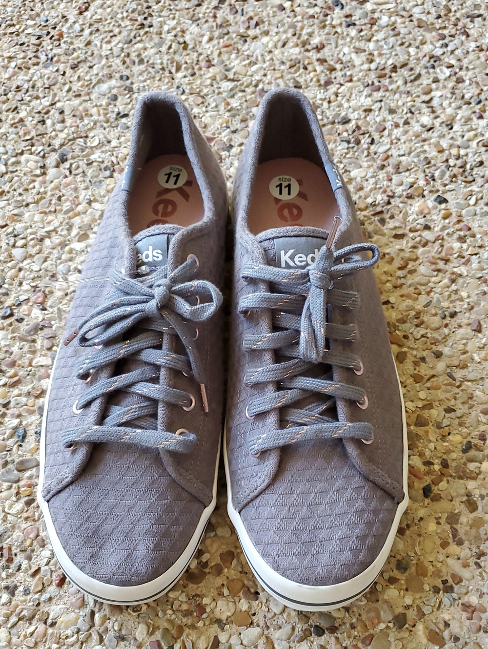 Keds Kickstart Women's sneakers in a gray metallic textured design, Size 11